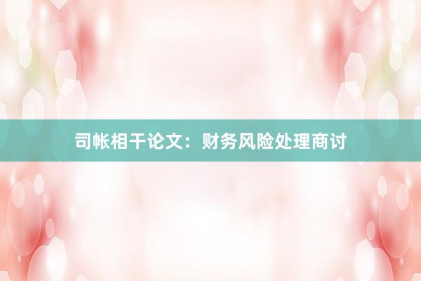司帐相干论文：财务风险处理商讨